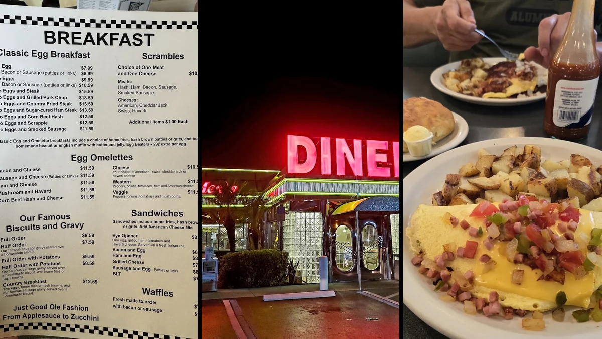Classic diner booths with chrome accents and warm lighting.